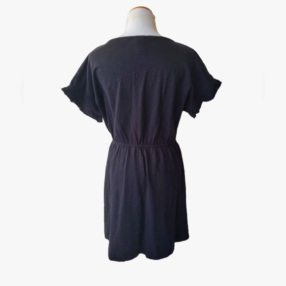 H&M LOGG Small Ruffled Black Cotton Dolman Sleeve Lightweight Dress - Picture 3 of 5